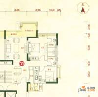 时富城东世家2室2厅2卫84.9㎡户型图