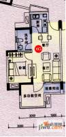 时富城东世家1室2厅1卫54.9㎡户型图