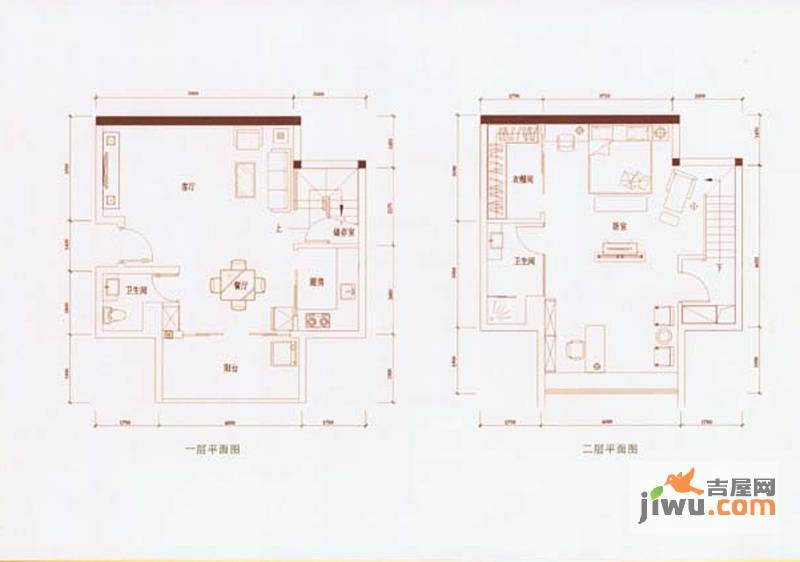 世博领寓1室2厅2卫119㎡户型图