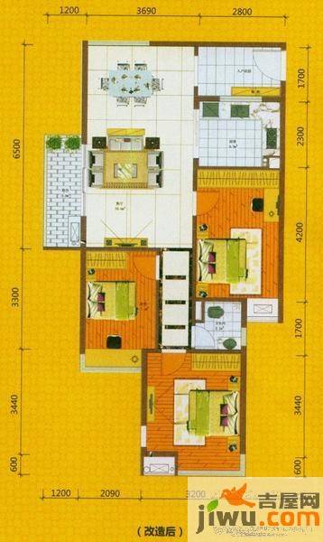 金莎3室2厅2卫82㎡户型图