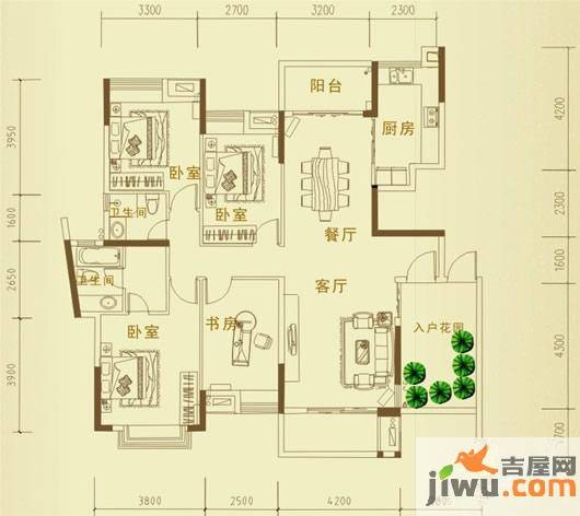 华建半岛豪庭4室2厅2卫150㎡户型图