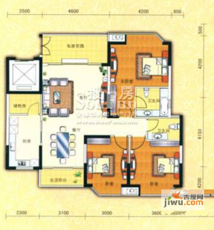 世纪绿洲二期3室2厅0卫124㎡户型图