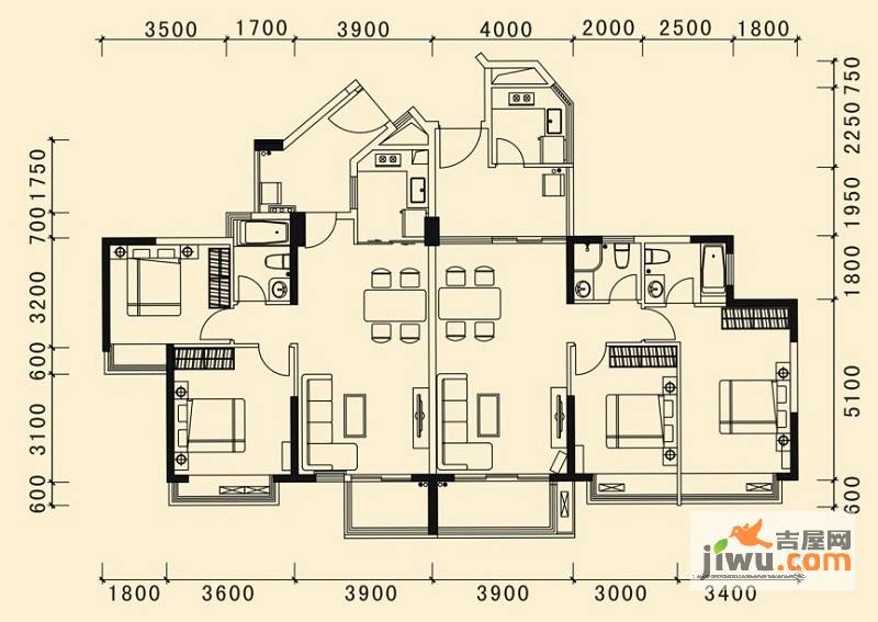 天御4室4厅3卫184.7㎡户型图