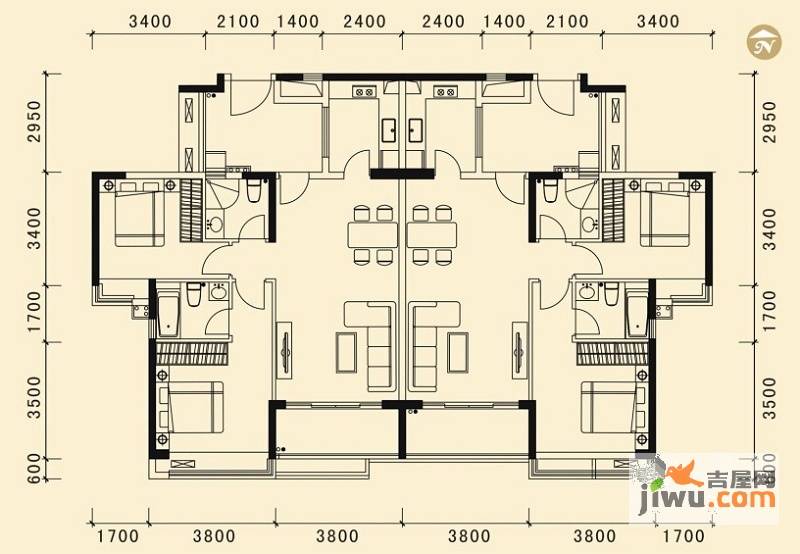 天御4室4厅4卫198.6㎡户型图