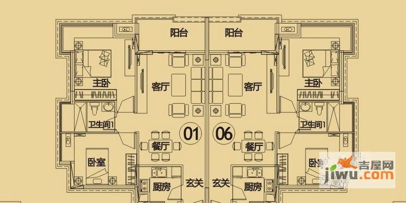 沙田东港城上郡2室2厅1卫77.1㎡户型图