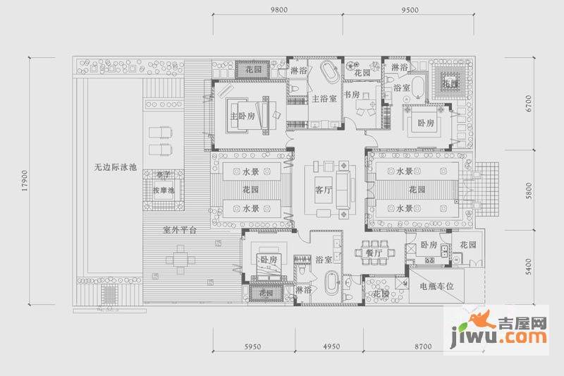 全球候鸟度假地5室2厅3卫194㎡户型图