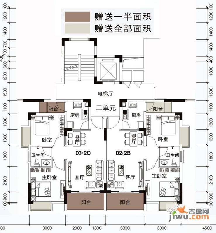 月半弯二期曦悦2室2厅1卫60.8㎡户型图