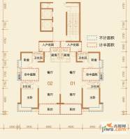 鹏达御西湖2室2厅2卫120㎡户型图