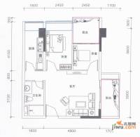 鹏达御西湖2室2厅1卫71㎡户型图