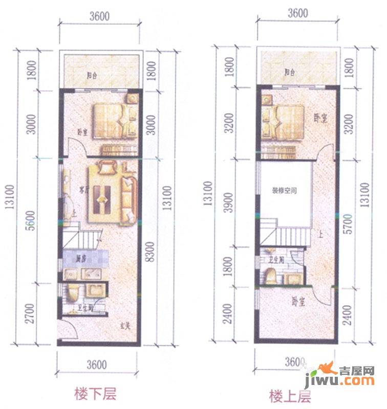 蓝山太子港3室2厅2卫99.8㎡户型图