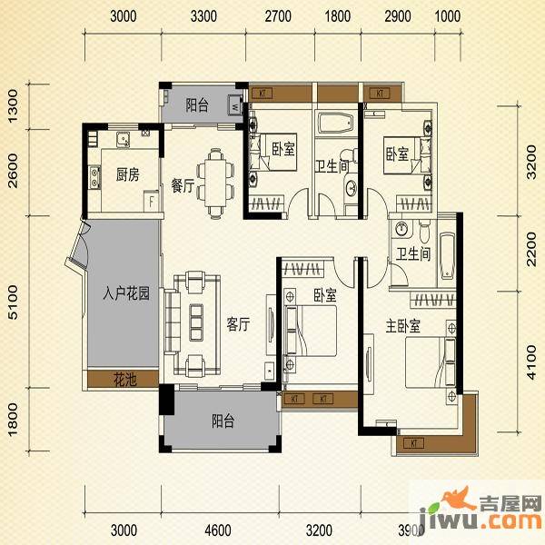 伟豪领御4室2厅2卫136㎡户型图