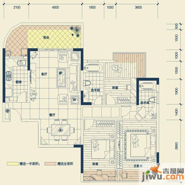 德明合立方普通住宅122.9㎡户型图