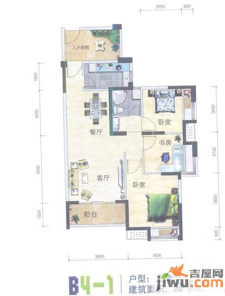 富川瑞园3室2厅1卫89㎡户型图