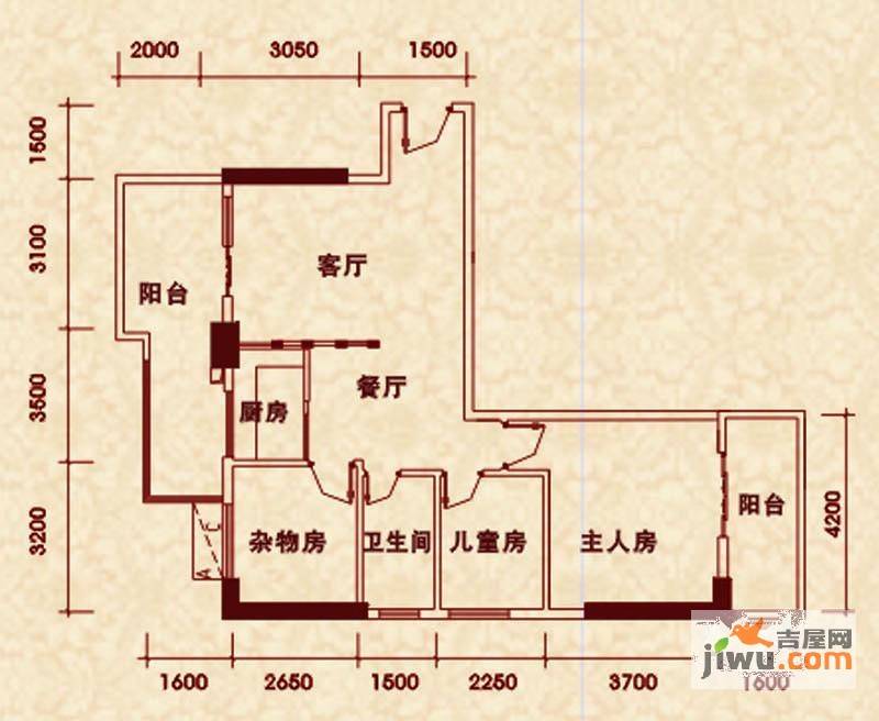 万象江山3室2厅2卫90㎡户型图
