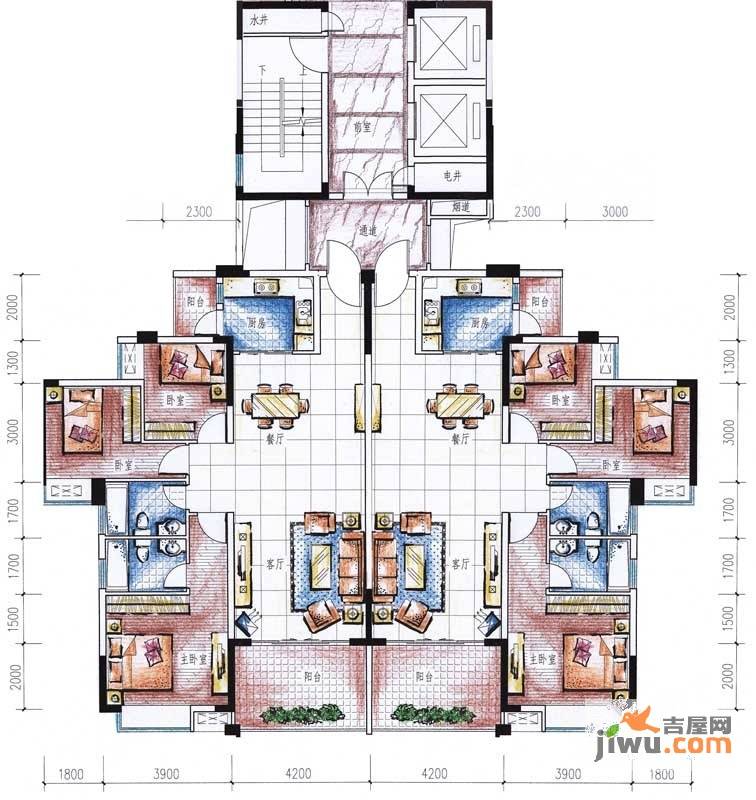 金山湖花园3室2厅2卫120.6㎡户型图