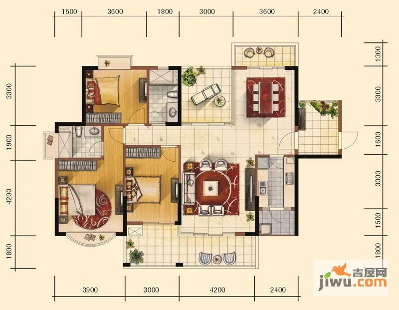 日升昌阳光御园3室2厅2卫153㎡户型图