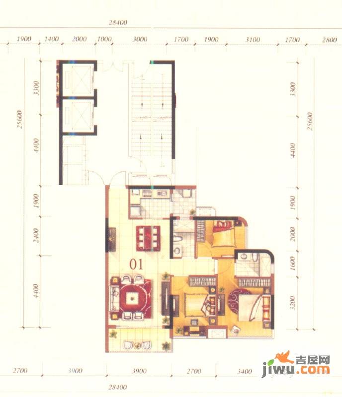 日升昌阳光御园3室2厅1卫93.3㎡户型图