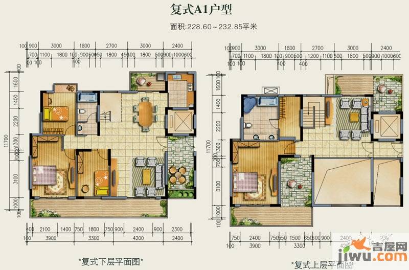 华基江山局外4室3厅2卫228.6㎡户型图