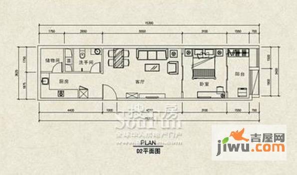 五星国墅园1室1厅1卫69.2㎡户型图