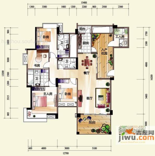 风华丽都5室2厅3卫178.2㎡户型图