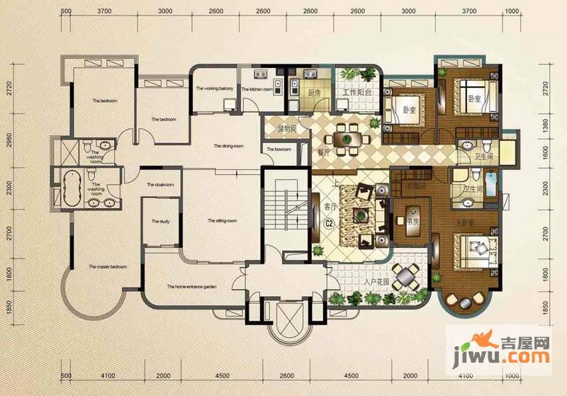 珠光御景湾3室2厅2卫156㎡户型图