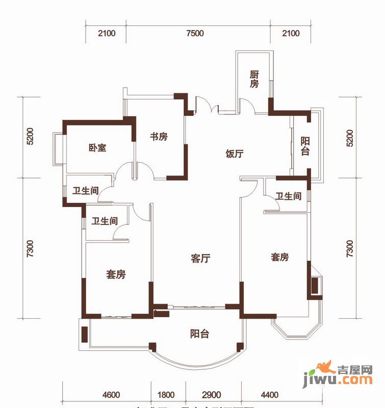 御景半岛4室2厅3卫178.6㎡户型图