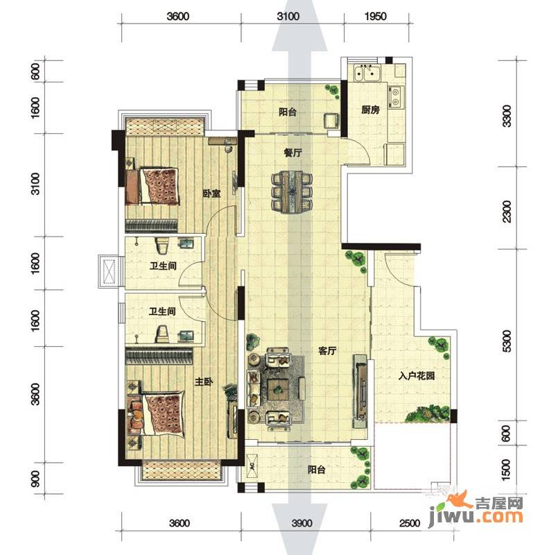 宏益公馆3室2厅2卫131.7㎡户型图