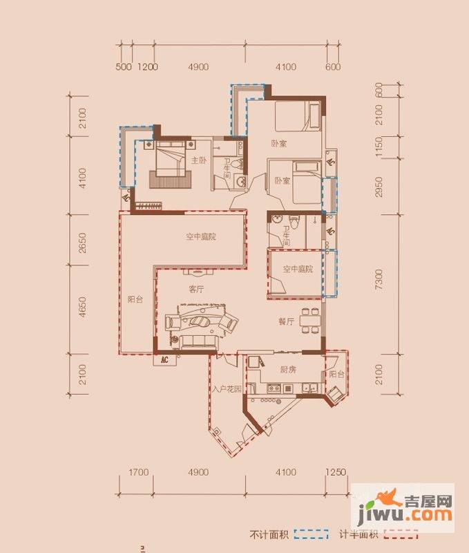 鹏达御西湖3室2厅2卫146㎡户型图