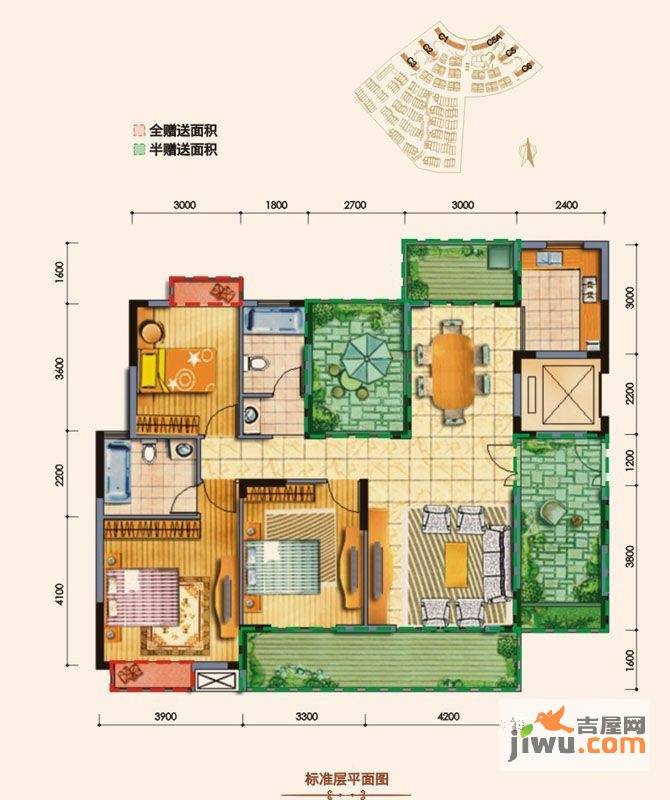 华基江山局外3室2厅2卫145.2㎡户型图