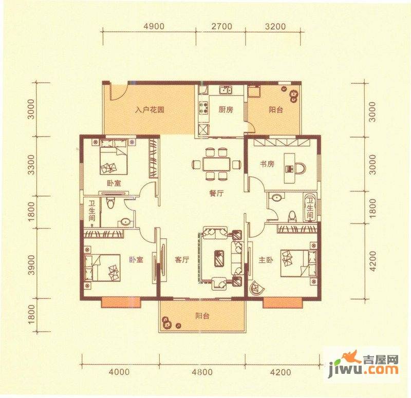 鸿润紫御4室2厅2卫175㎡户型图