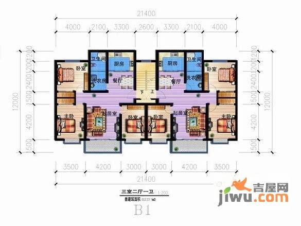 一诺阳光佳园3室2厅1卫112.2㎡户型图