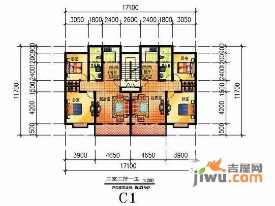 一诺阳光佳园2室2厅1卫89.2㎡户型图