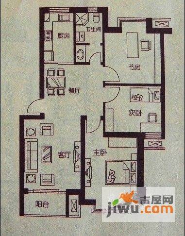 正承名筑3室2厅1卫94.5㎡户型图