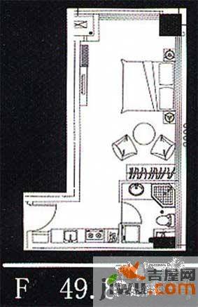 中央国际广场1室1厅1卫49.9㎡户型图