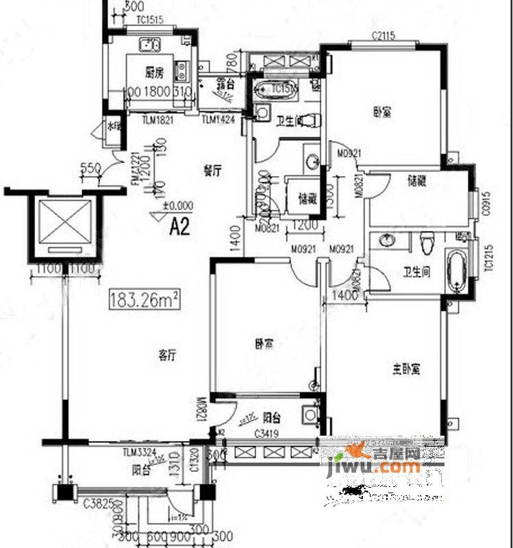 美达领世郡3室2厅2卫183.3㎡户型图