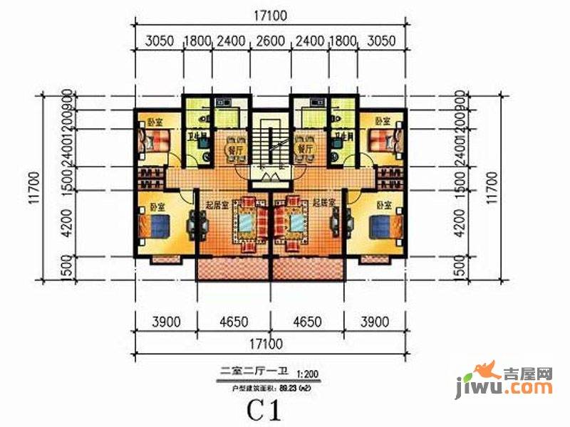 一诺阳光佳园2室2厅1卫89.2㎡户型图