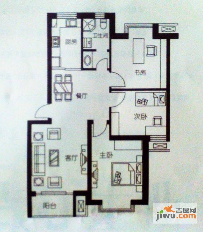 正承名筑3室2厅1卫94.5㎡户型图