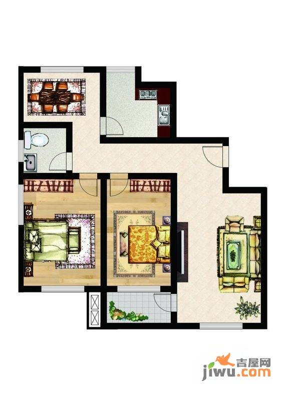 隆盛花园2室2厅1卫119.9㎡户型图