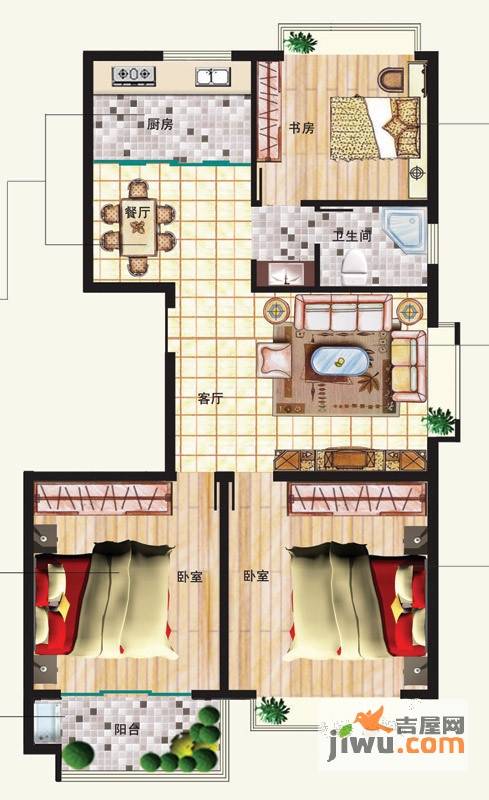 圣基铭座3室2厅1卫109.1㎡户型图