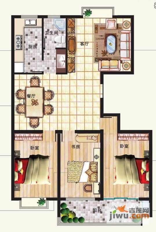 圣基铭座3室2厅1卫142.9㎡户型图