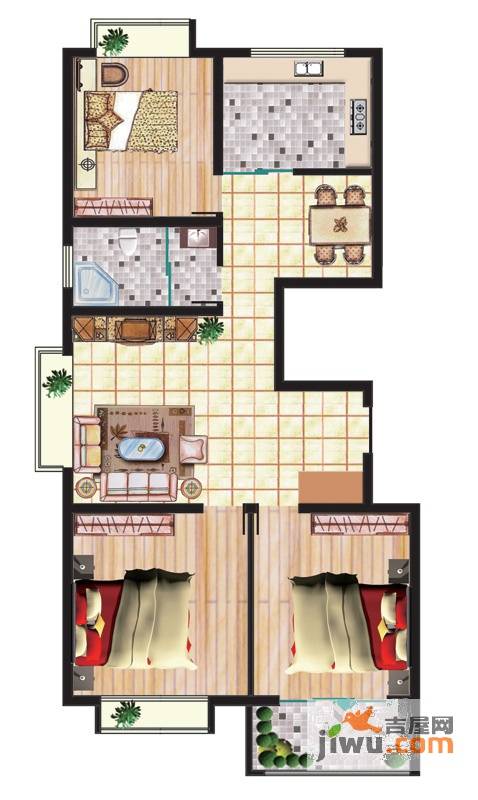 圣基铭座3室2厅1卫98.7㎡户型图