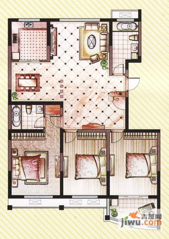 盛世华廷3室2厅2卫147.4㎡户型图