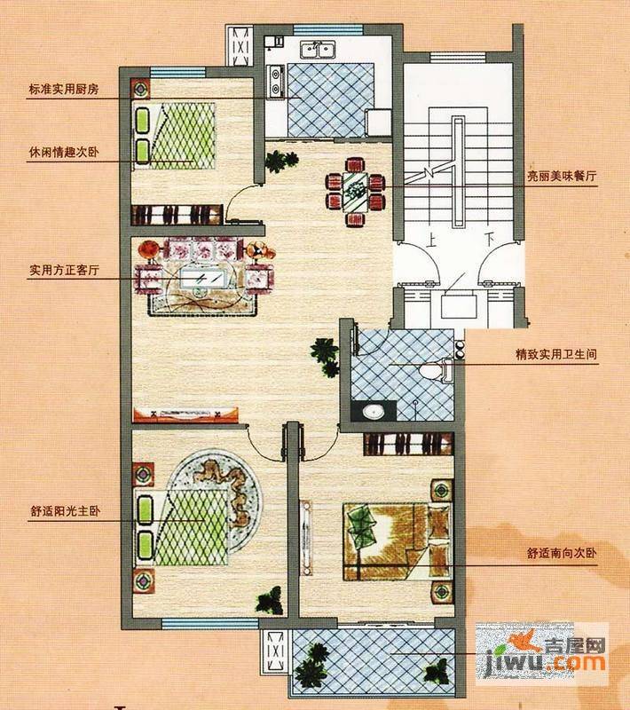 凤鸣郡3室2厅1卫85㎡户型图