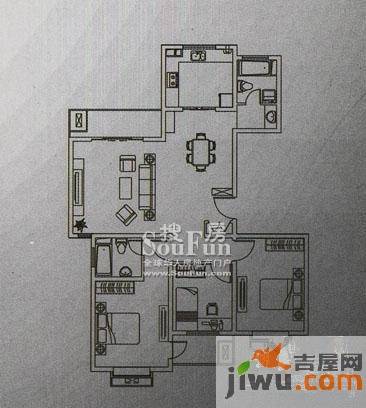 宜辉现代城3室2厅2卫139.6㎡户型图