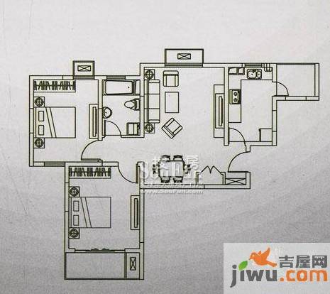 宜辉现代城2室1厅1卫89.3㎡户型图