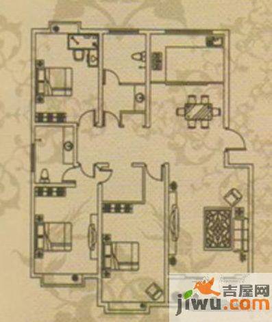 上河园3室2厅1卫143㎡户型图