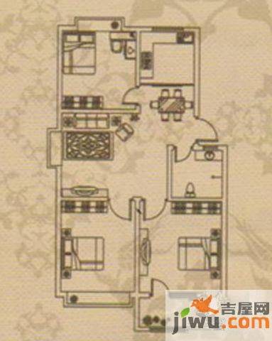 上河园3室2厅1卫143㎡户型图