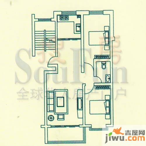 祥和花园2室2厅1卫83.3㎡户型图