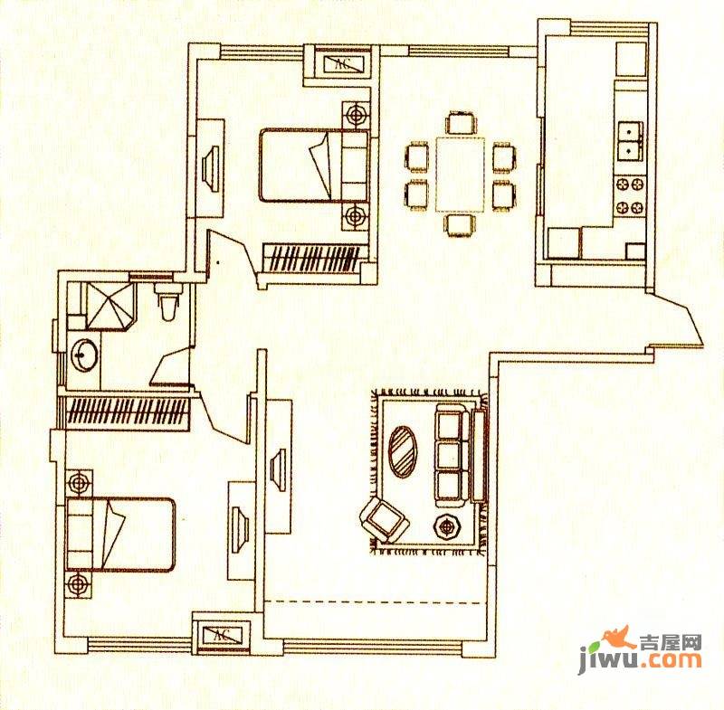 翰林新城状元府2室2厅1卫116.7㎡户型图