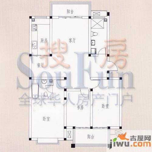 领秀华城3室2厅2卫130㎡户型图